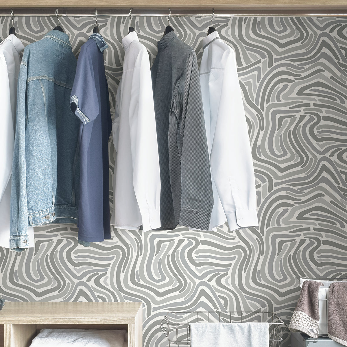 Grey Spirited Peel and Stick Wallpaper - Brewster Wallcovering