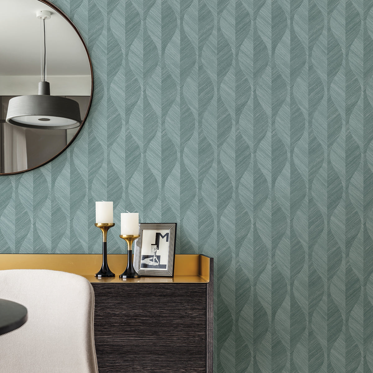 Picture of Oresome Teal Ogee Wallpaper