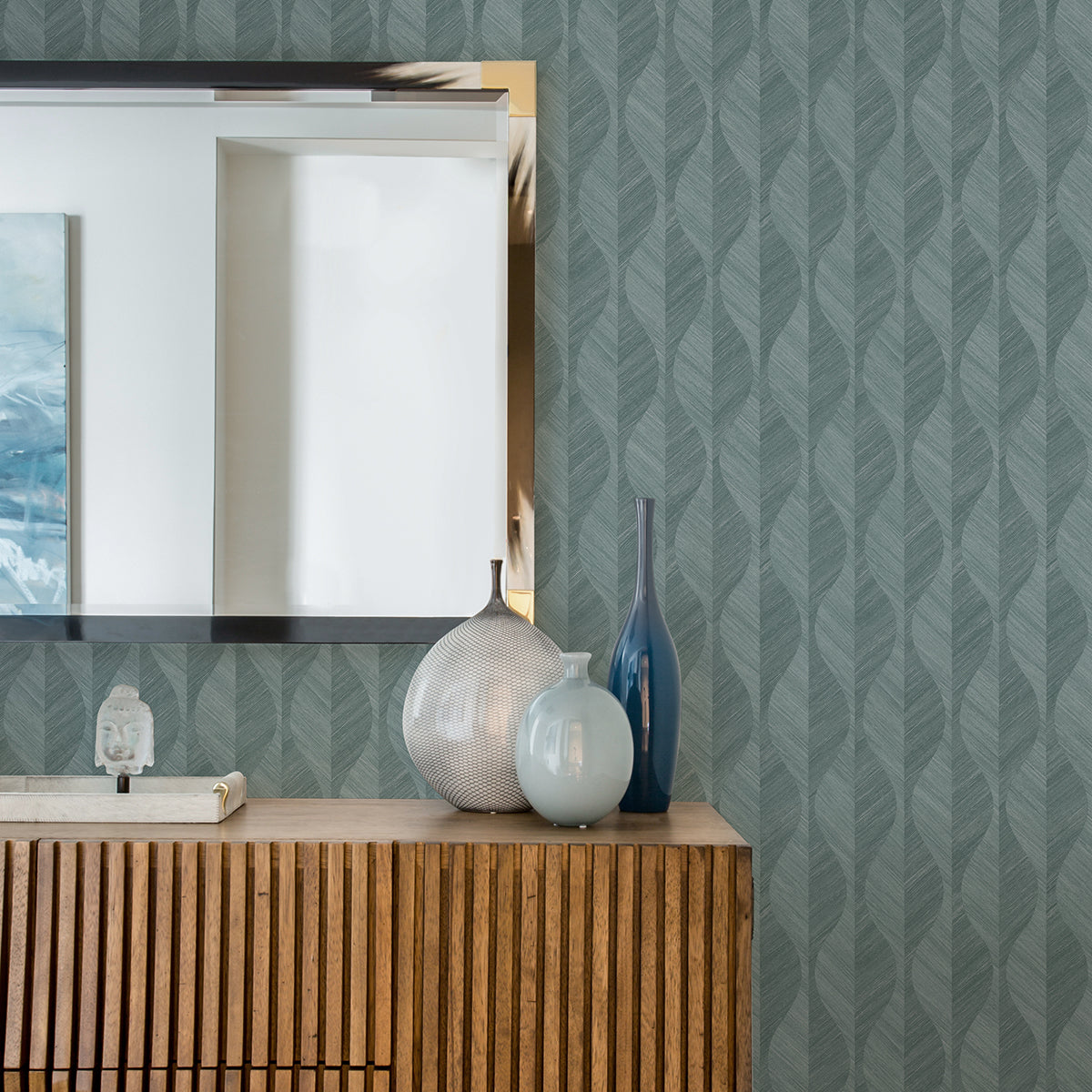 Oresome Teal Ogee Wallpaper  | Brewster Wallcovering - The WorkRm