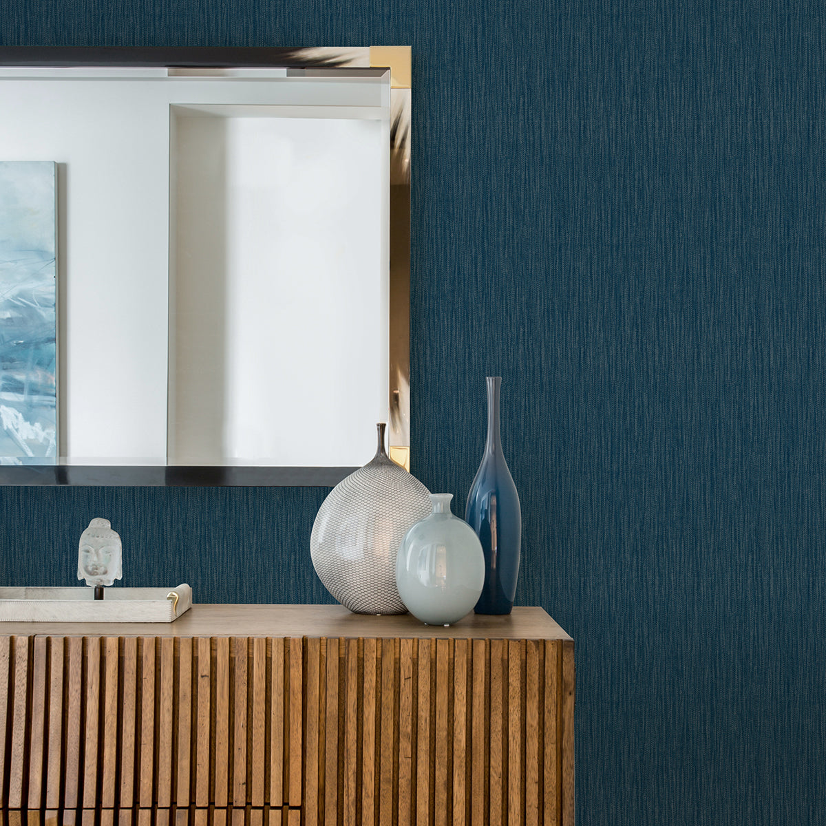 Abel Blue Textured Wallpaper - Brewster Wallcovering