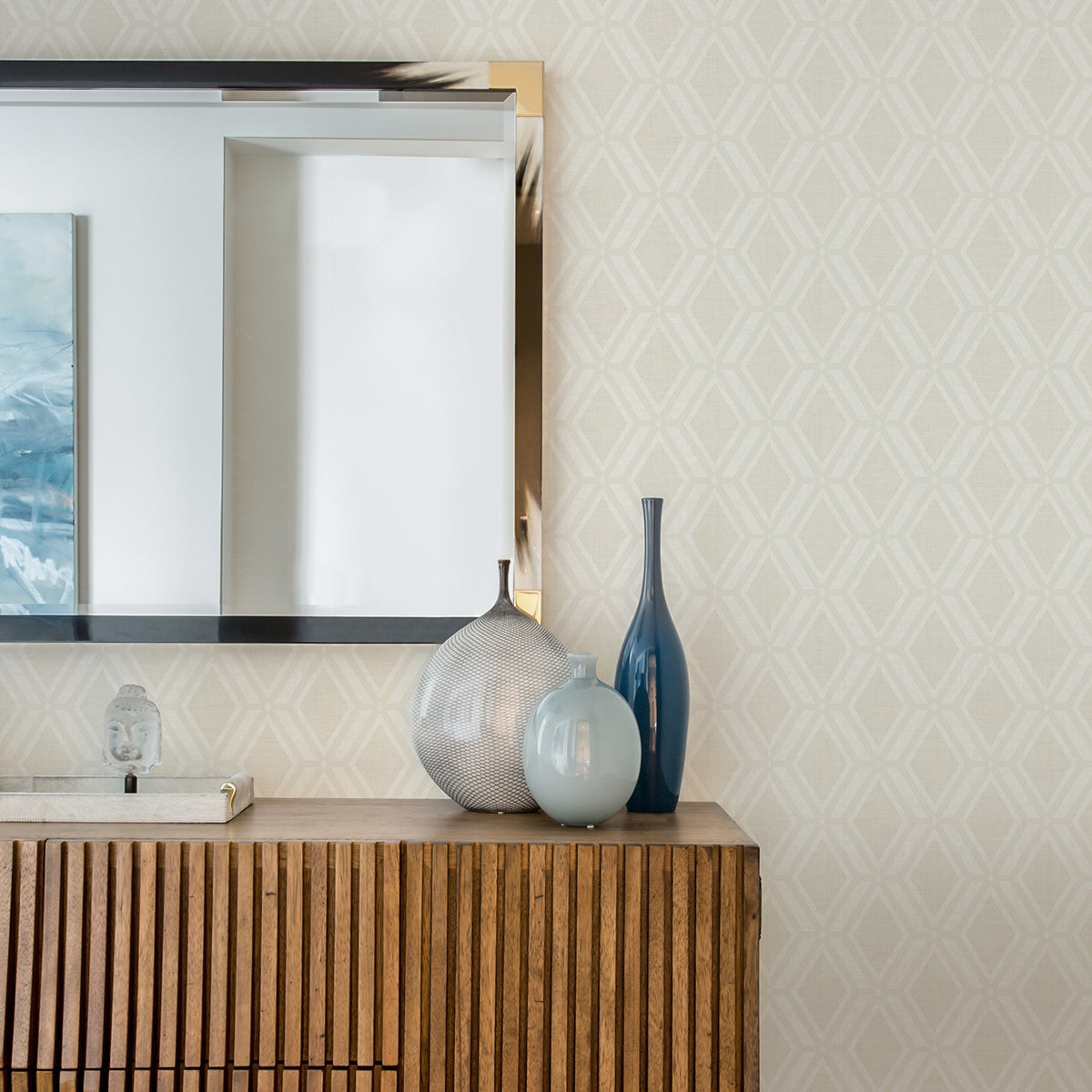 Mersenne Taupe Geometric Wallpaper - Brewster Wallcovering