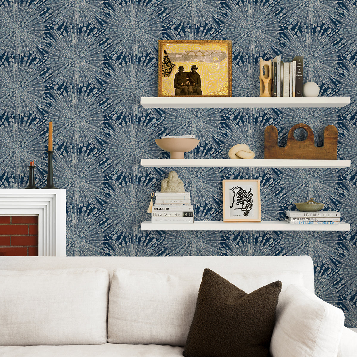 Picture of Navy Sunburst Peel and Stick Wallpaper