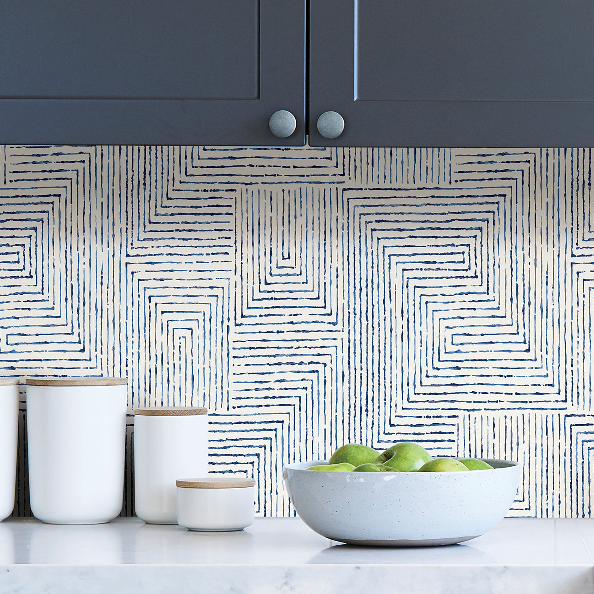 Blue Ink Peel and Stick Wallpaper - Brewster Wallcovering