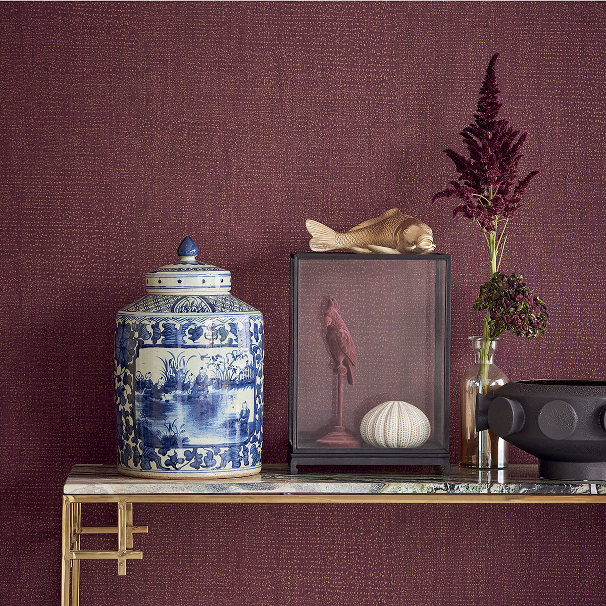 Fransisco Maroon Abstract Dots Wallpaper  | Brewster Wallcovering - The WorkRm