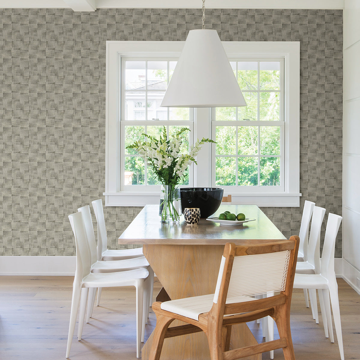 Ting Coffee Abstract Woven Wallpaper - Brewster Wallcovering