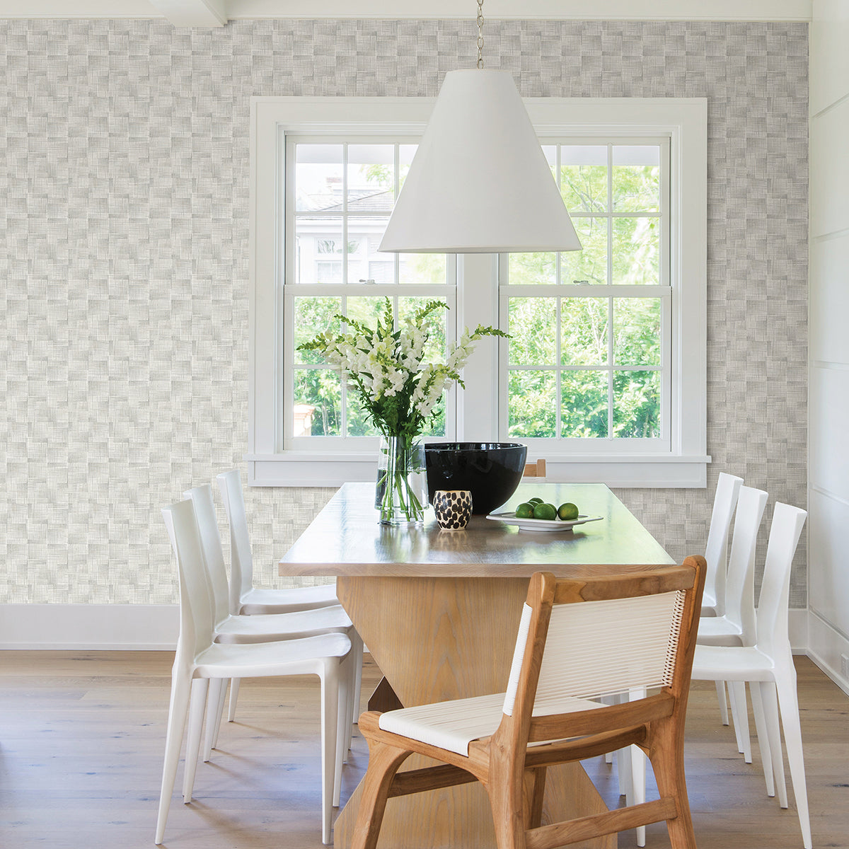 Ting Grey Abstract Woven Wallpaper - Brewster Wallcovering