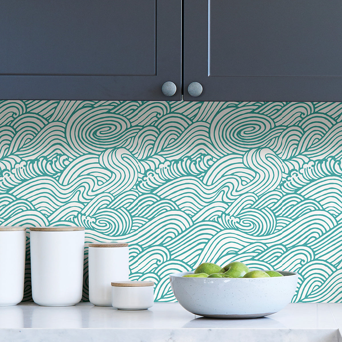 Teal Saybrook Peel and Stick Wallpaper  | Brewster Wallcovering - The WorkRm