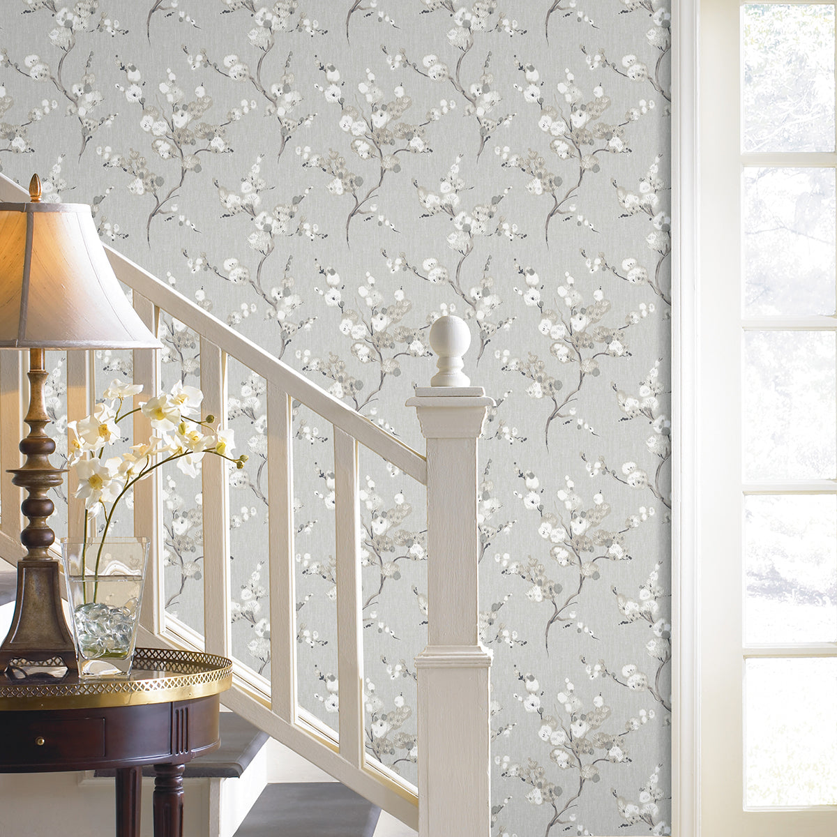 Grey Mirei Peel and Stick Wallpaper - Brewster Wallcovering