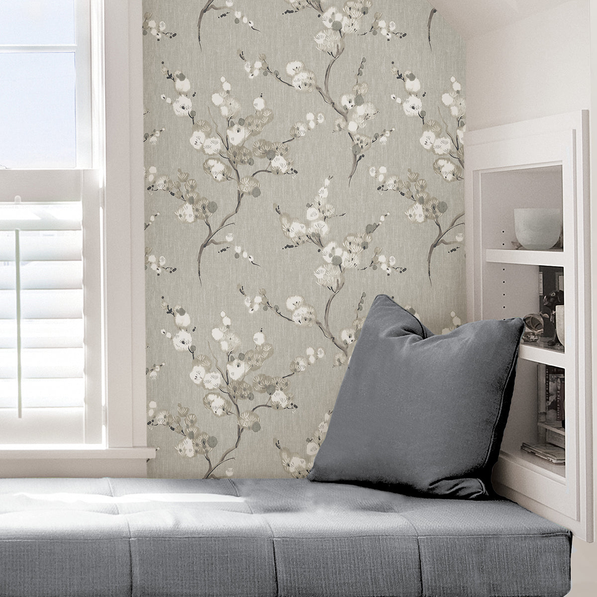 Grey Mirei Peel and Stick Wallpaper - Brewster Wallcovering