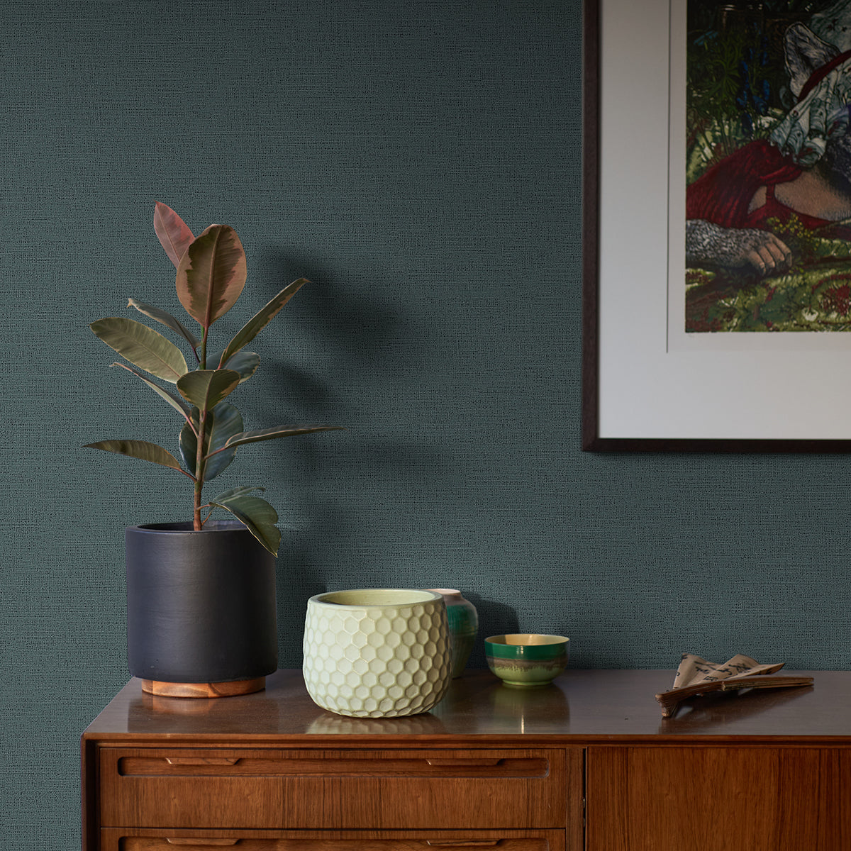 Estefan Teal Distressed Texture Wallpaper - Brewster Wallcovering