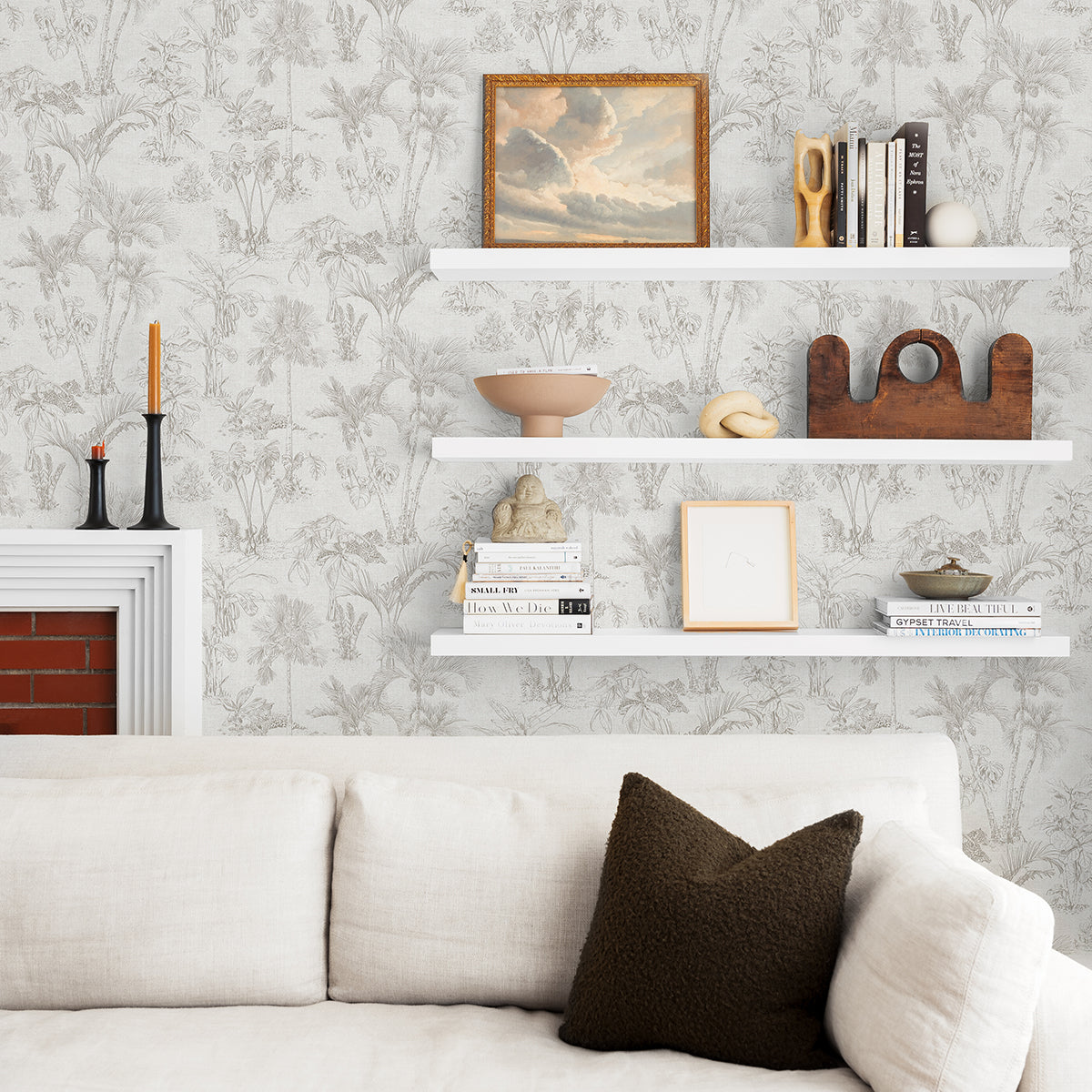 Zapata Off-White Trees Wallpaper  | Brewster Wallcovering - The WorkRm