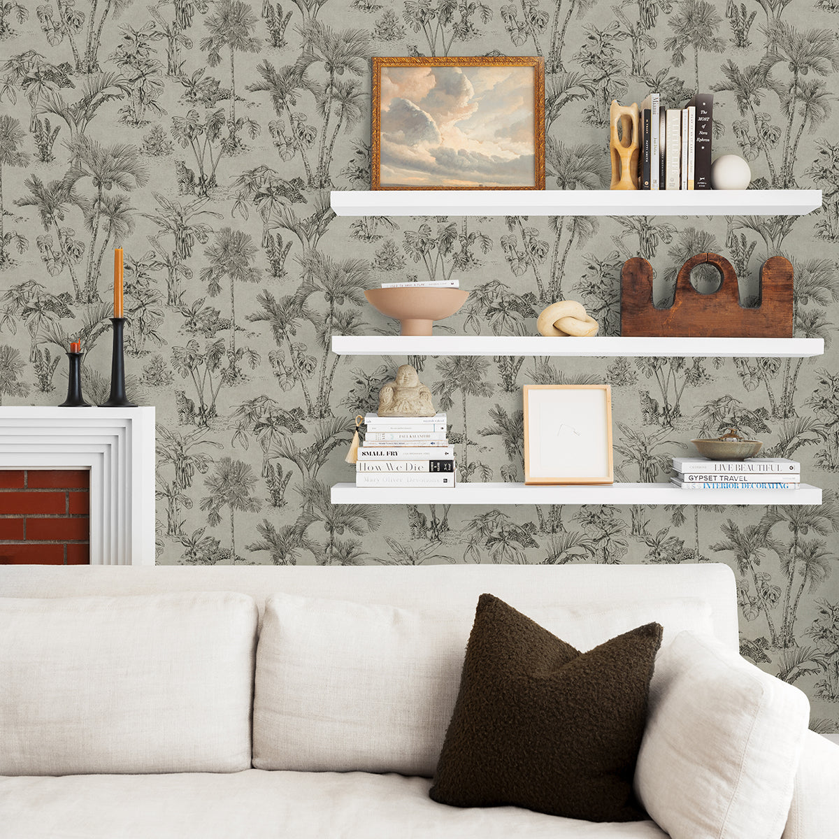 Zapata Black Tropical Jungle Wallpaper  | Brewster Wallcovering - The WorkRm