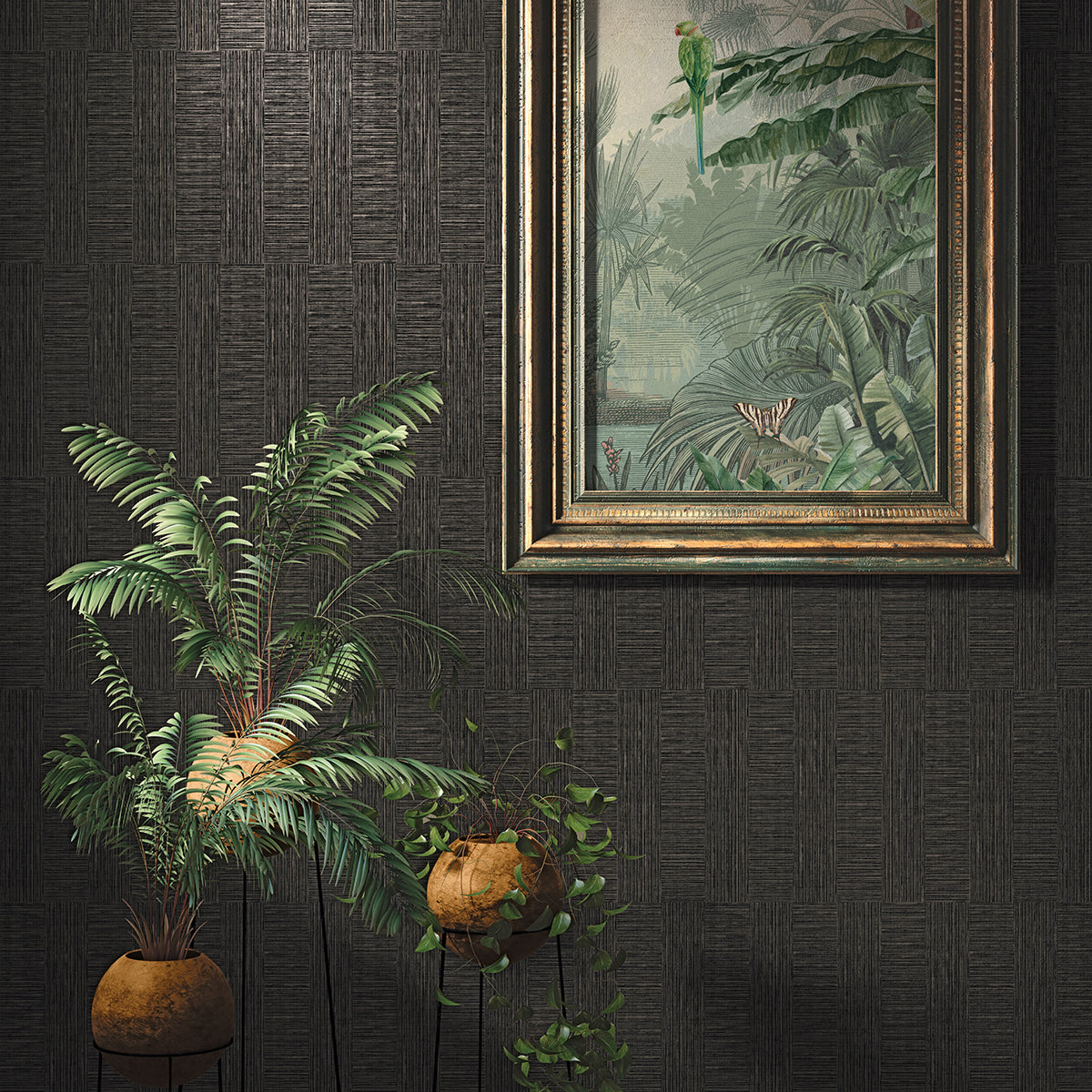 Eldorado Black Geometric Wallpaper - Brewster Wallcovering