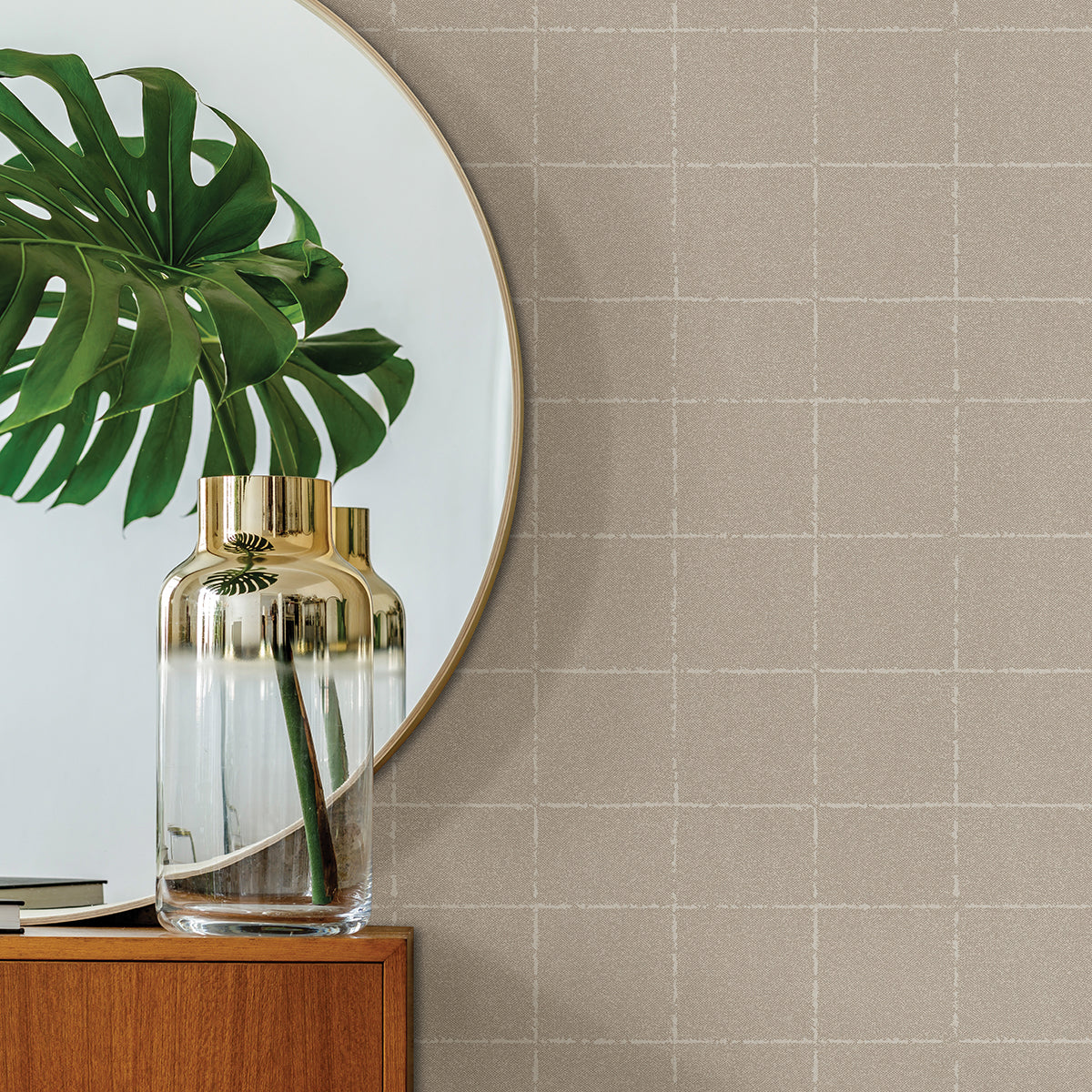 Kishi Neutral Tile Wallpaper - Brewster Wallcovering