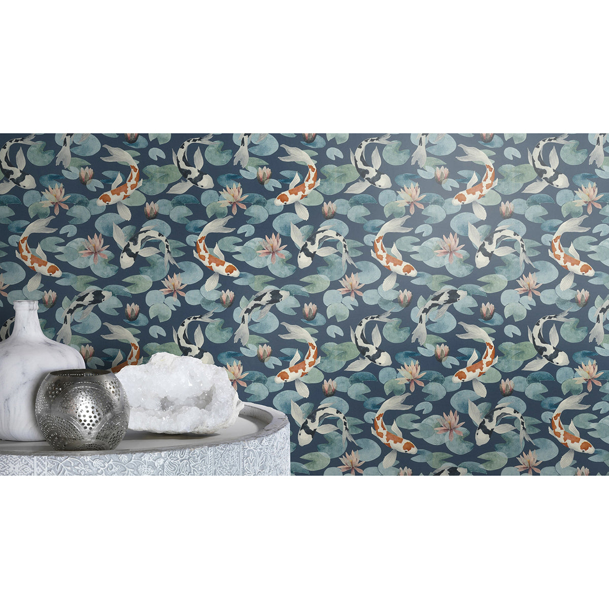 Nobu Blue Koi Fish Wallpaper  | Brewster Wallcovering - The WorkRm