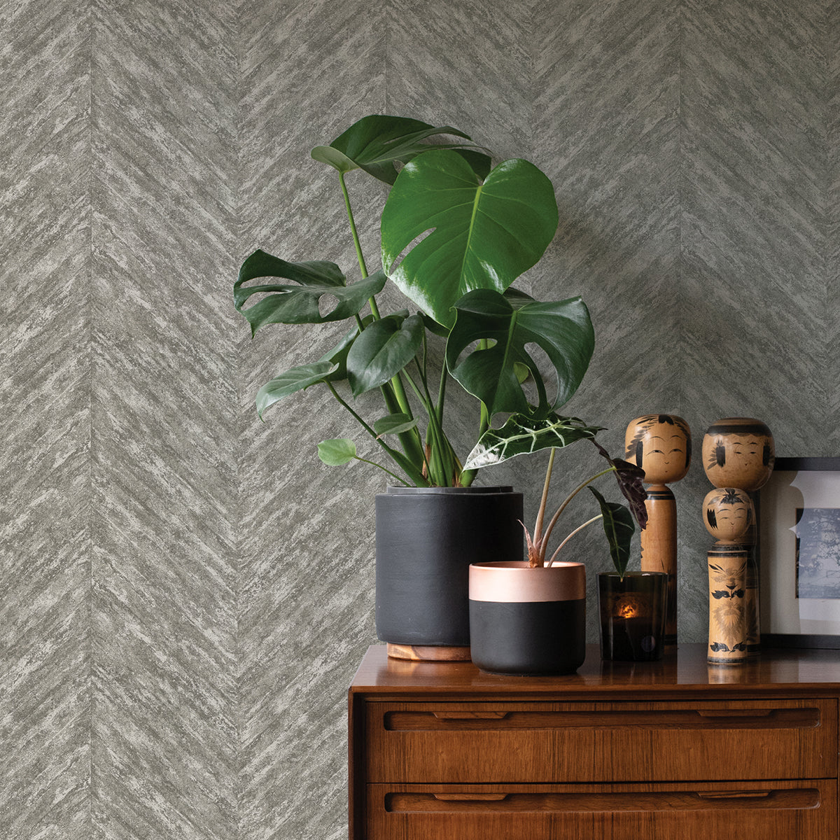 Madoka Sterling Chevron Wallpaper - Brewster Wallcovering