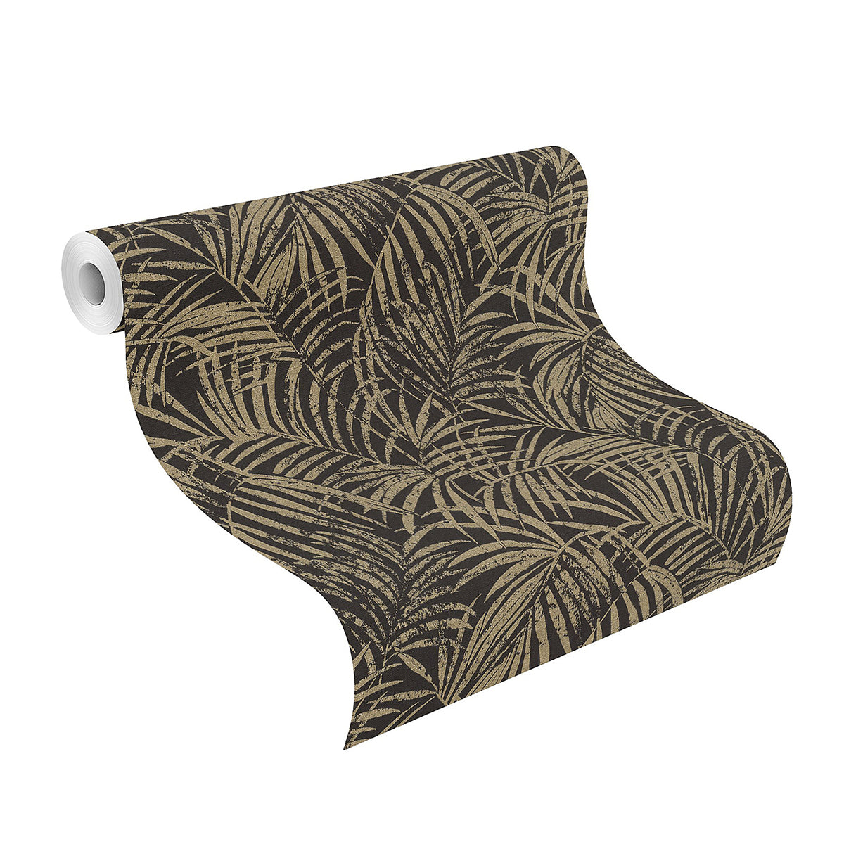 Yumi Black Palm Leaf Wallpaper - Brewster Wallcovering