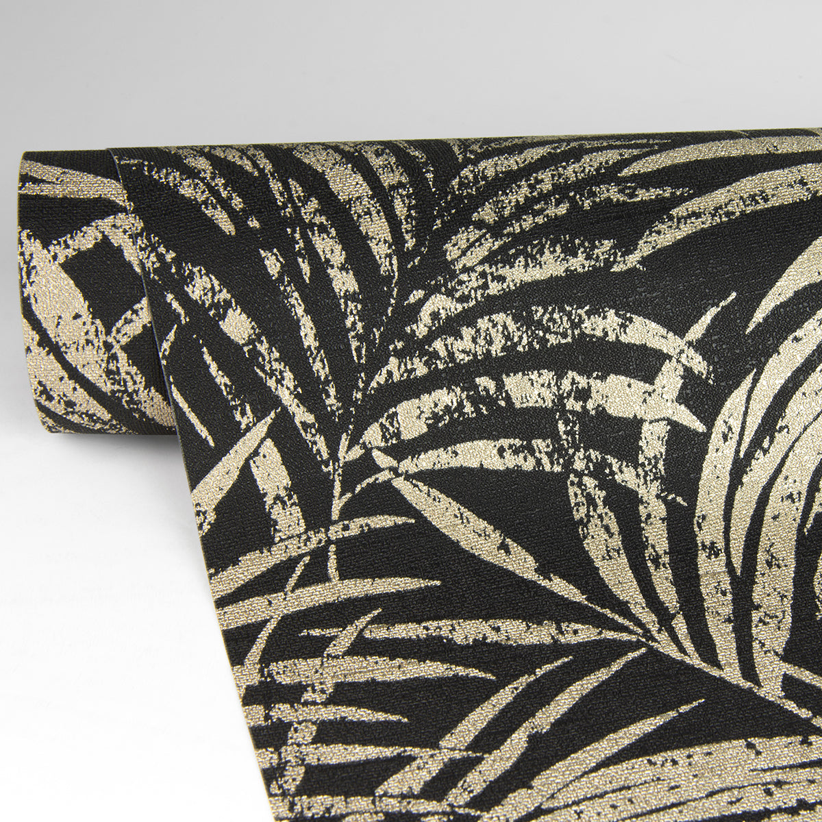 Yumi Black Palm Leaf Wallpaper  | Brewster Wallcovering - The WorkRm