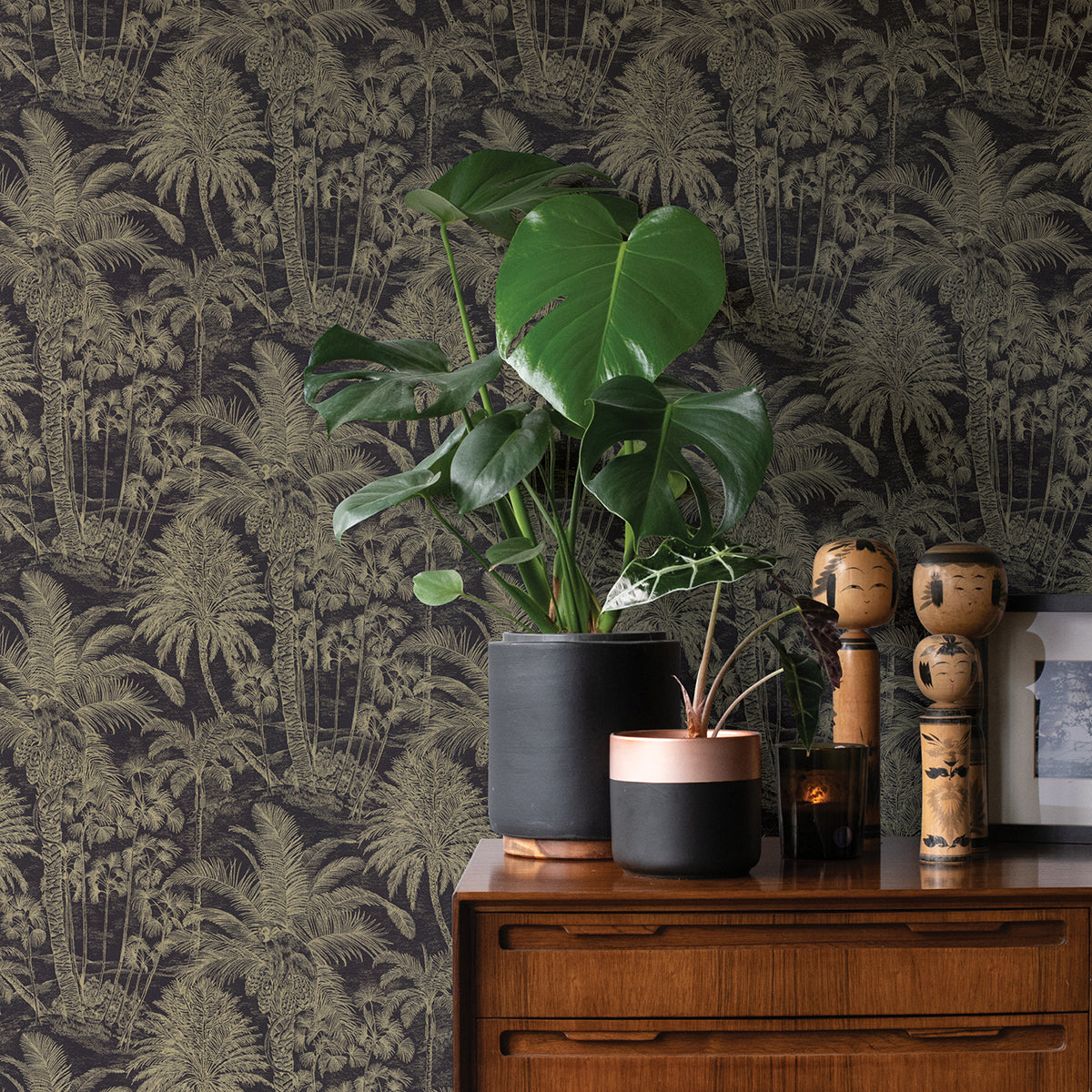 Yubi Black Palm Trees Wallpaper  | Brewster Wallcovering - The WorkRm