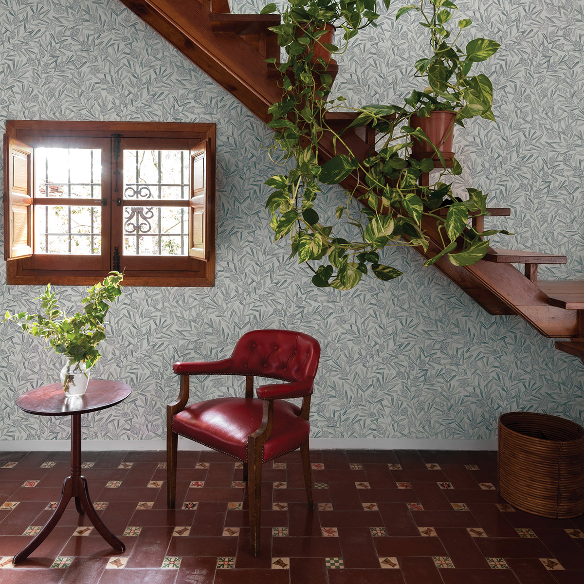 Zulma Grey Decorative Botanical Wallpaper  | Brewster Wallcovering