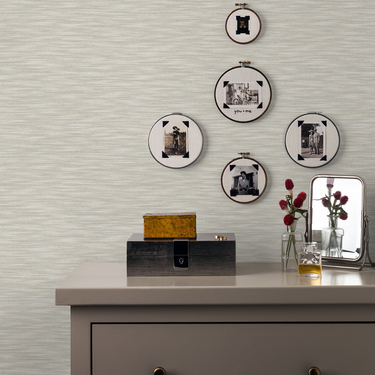 Benson Light Grey Variegated Stripe Wallpaper - Brewster Wallcovering