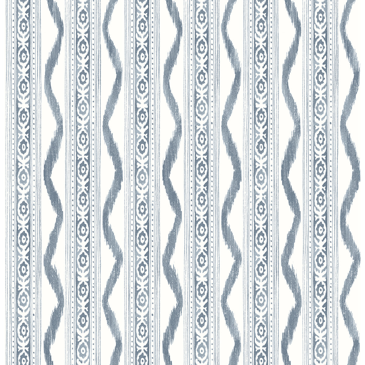 Picture of Rhys Blue IKAT Stripe Wallpaper