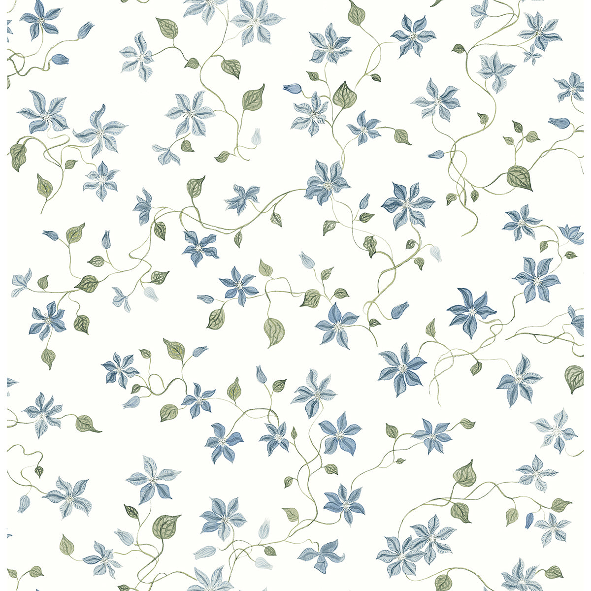 Picture of Betsy Blue Heather Floral Trail Wallpaper By Erin Gates