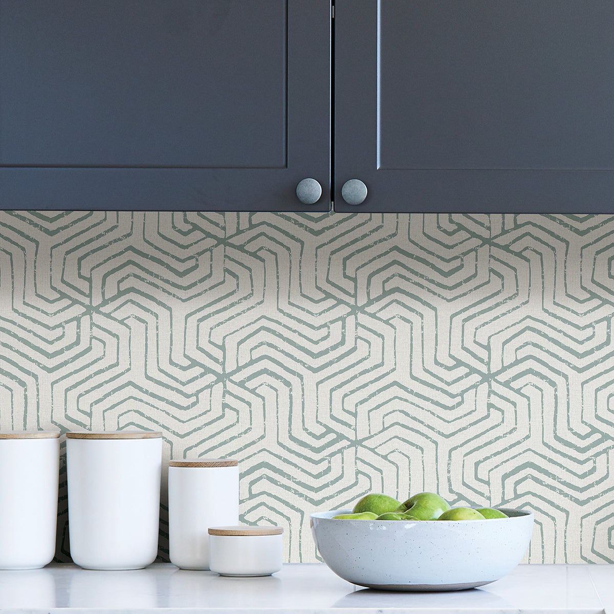 Sage Farrow Peel and Stick Wallpaper - Brewster Wallcovering