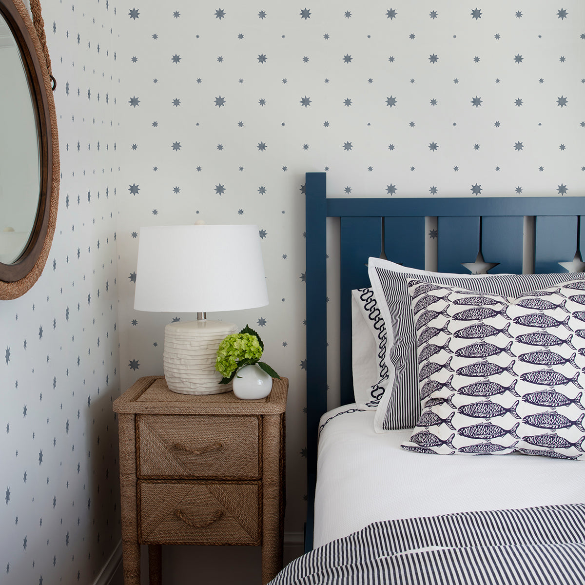 Henry Blue Starburst Wallpaper  | Brewster Wallcovering - The WorkRm