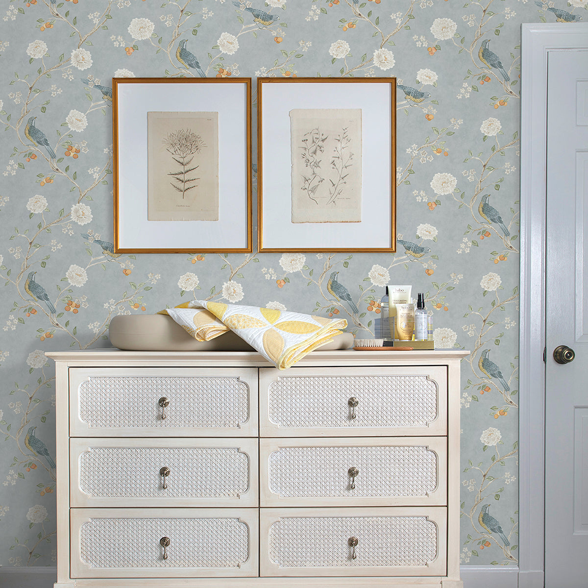 Wellesley Blue Heather Chinoiserie Wallpaper By Erin Gates - Brewster Wallcovering