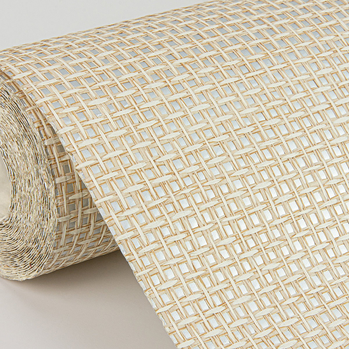 Aki Silver Paper Weave Basketweave Grasscloth Wallpaper  | Brewster Wallcovering