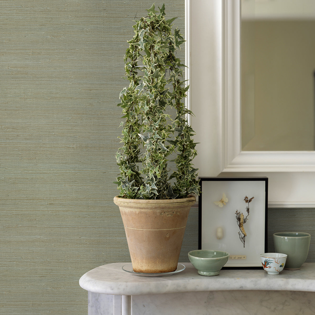 Battan Mint Jute Grasscloth Wallpaper  | Brewster Wallcovering - The WorkRm