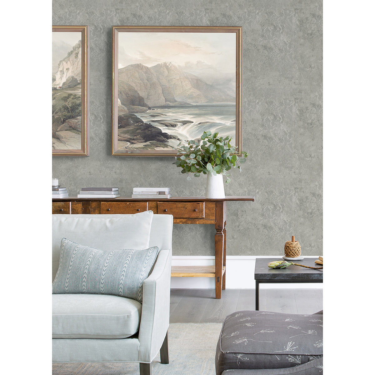 Francesca Pewter Texture Wallpaper - Brewster Wallcovering