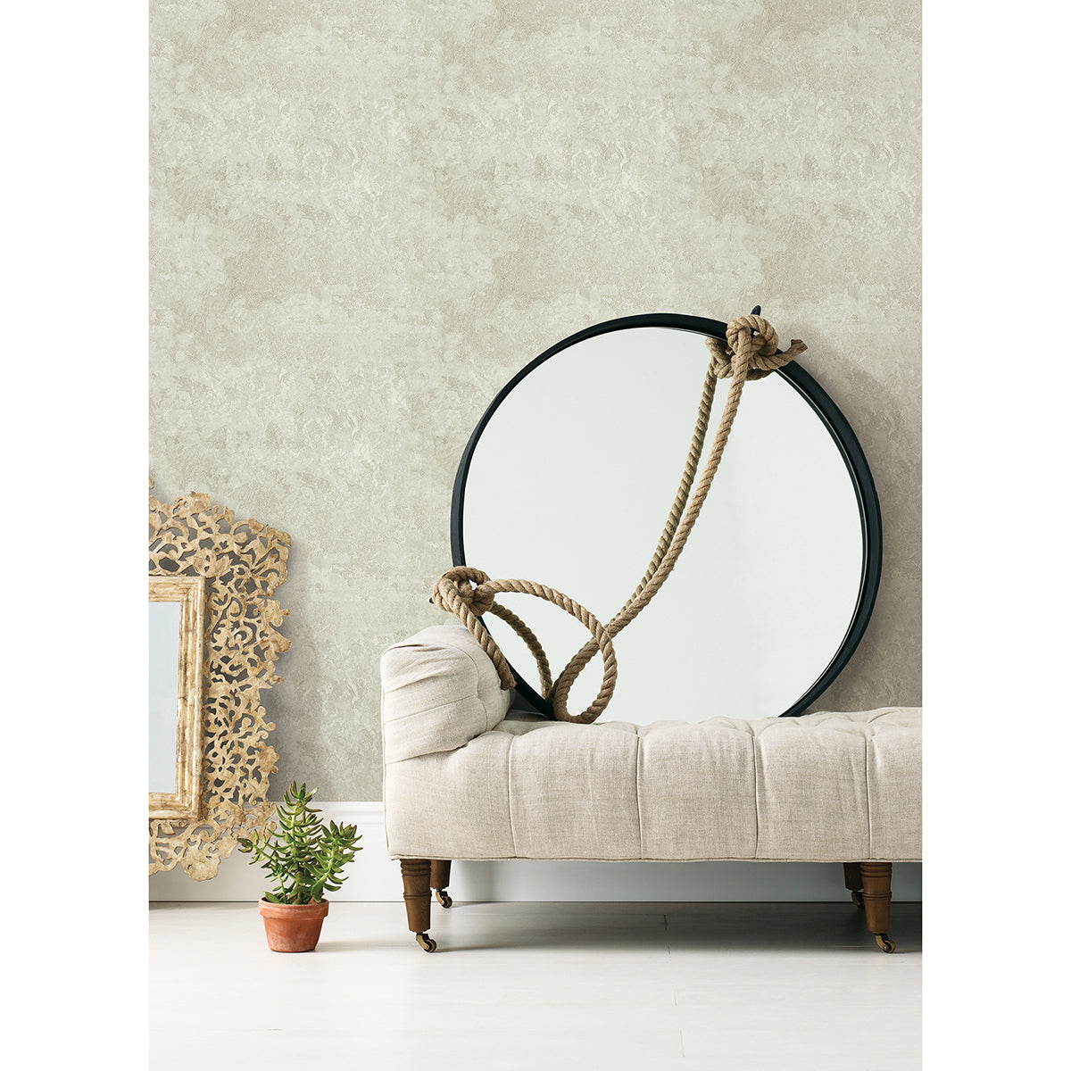 Francesca Cream Texture Wallpaper - Brewster Wallcovering