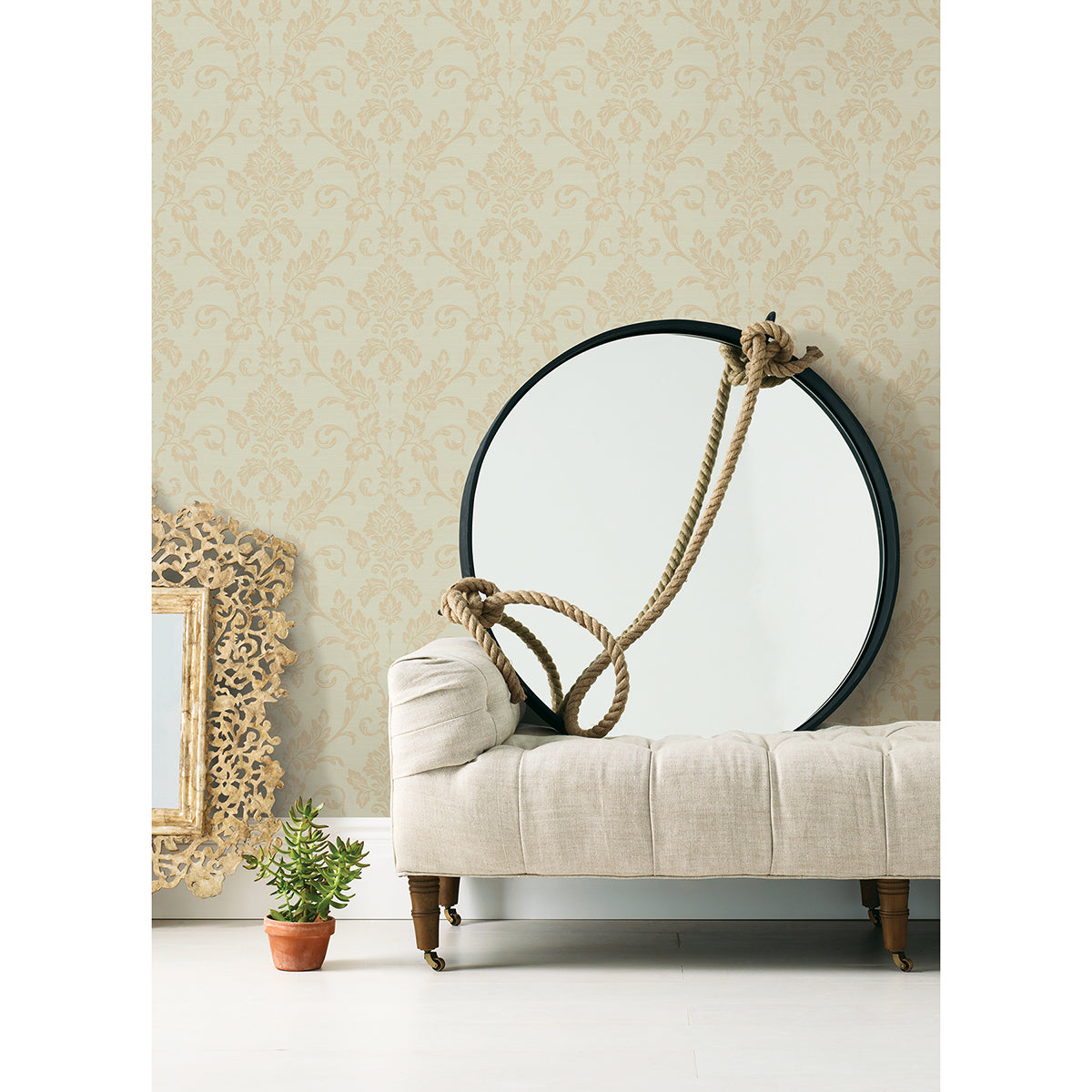 Antonella Gold Scroll Wallpaper  | Brewster Wallcovering - The WorkRm