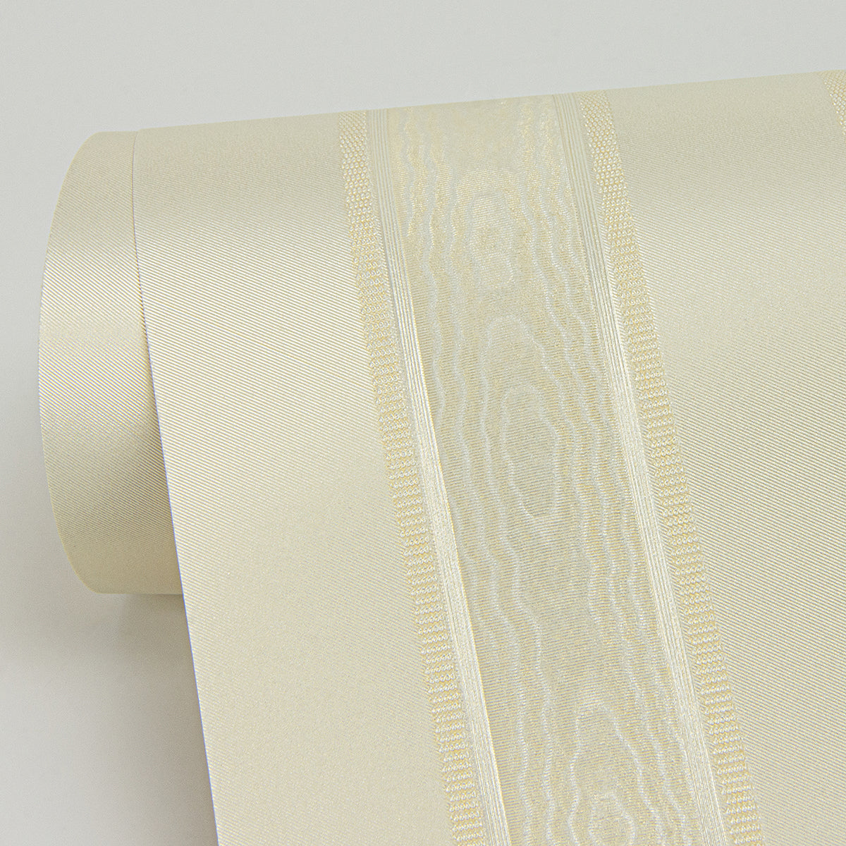 Zeta Light Yellow Moire Stripe Wallpaper - Brewster Wallcovering