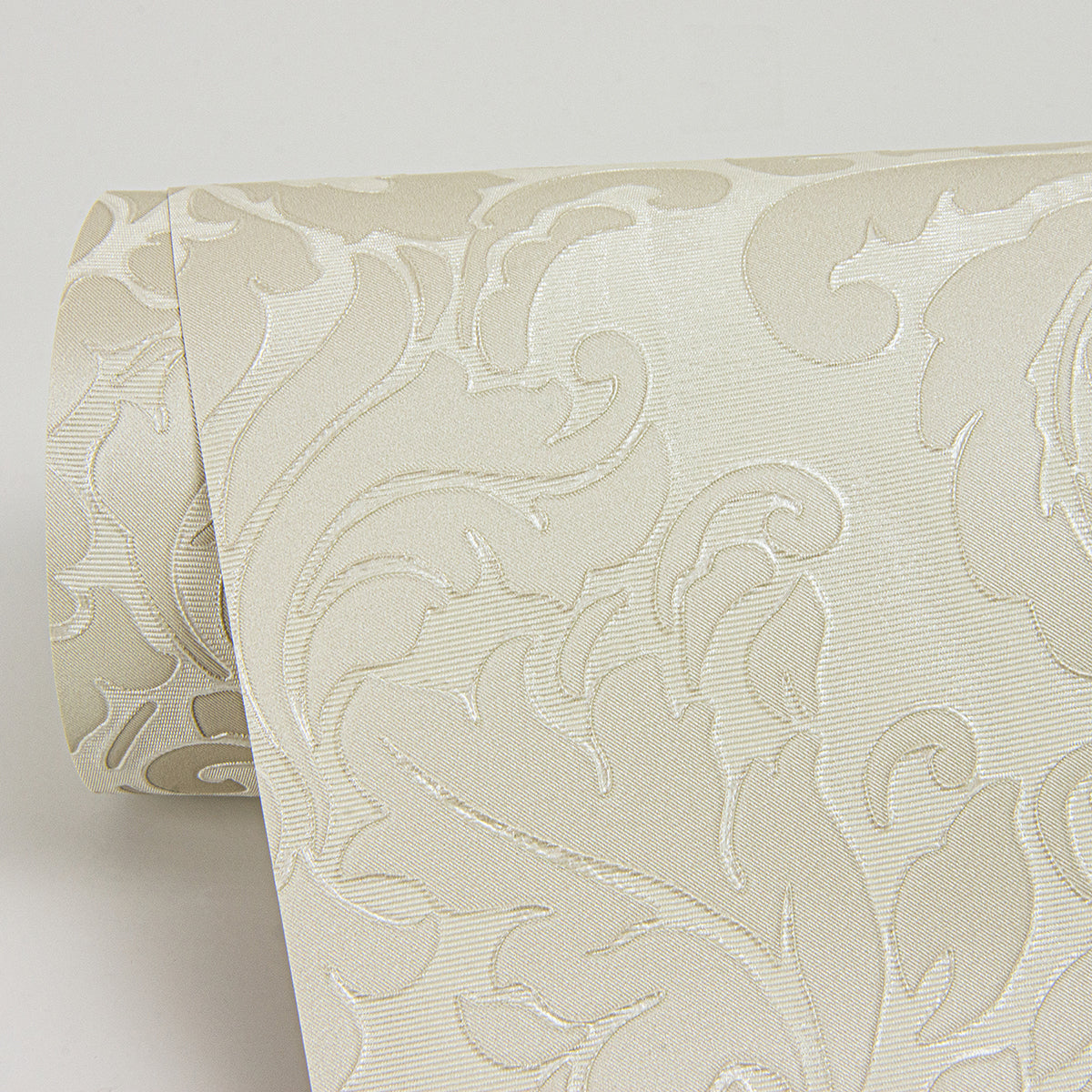 Betina White Damask Wallpaper - Brewster Wallcovering