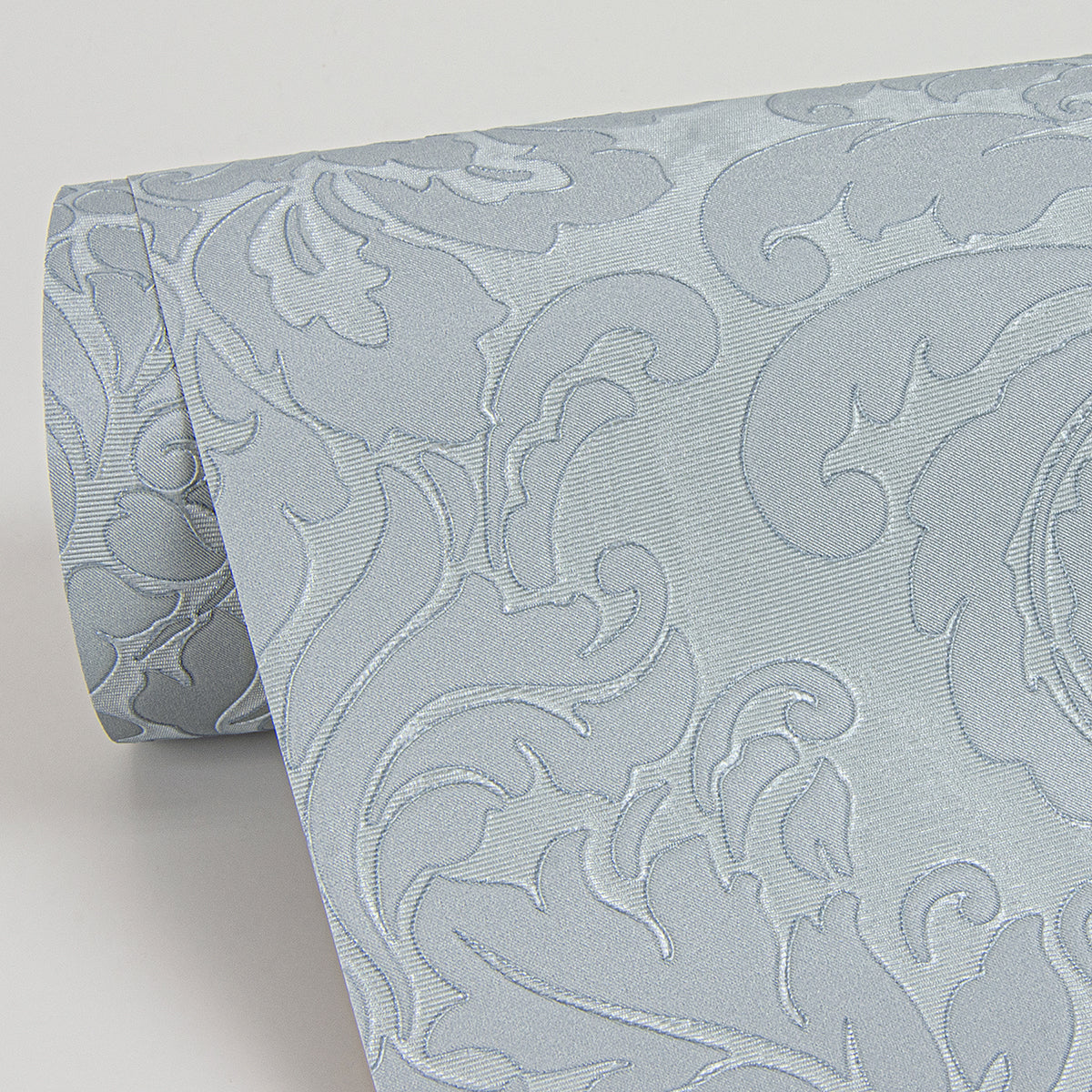 Betina Light Blue Damask Wallpaper - Brewster Wallcovering