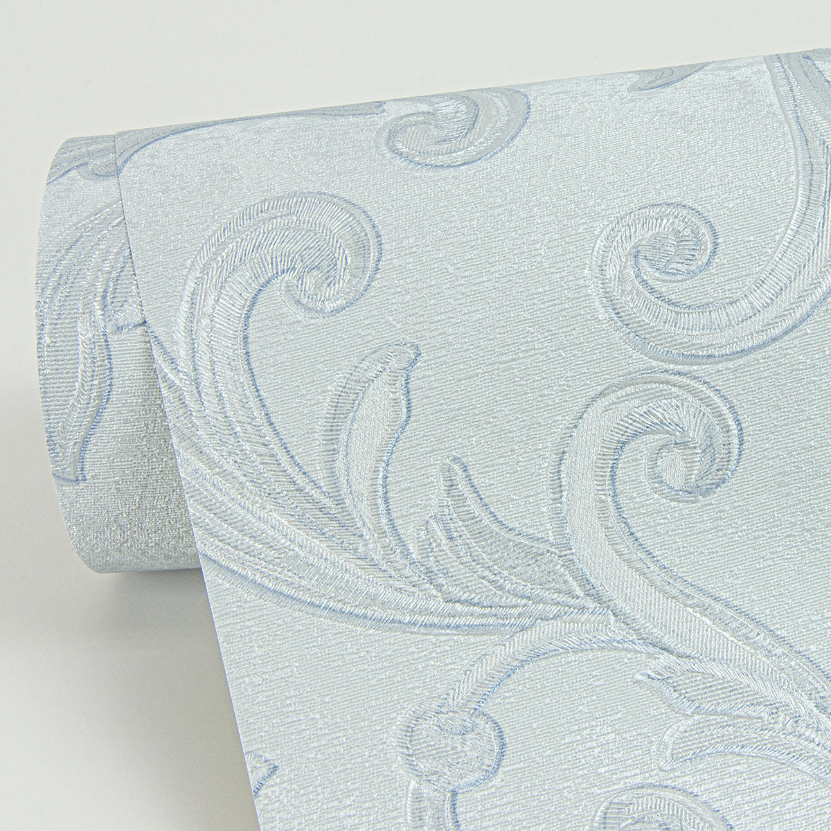 Noemi Light Blue Acanthus Wallpaper - Brewster Wallcovering