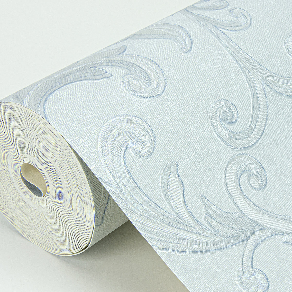 Noemi Light Blue Acanthus Wallpaper  | Brewster Wallcovering - The WorkRm