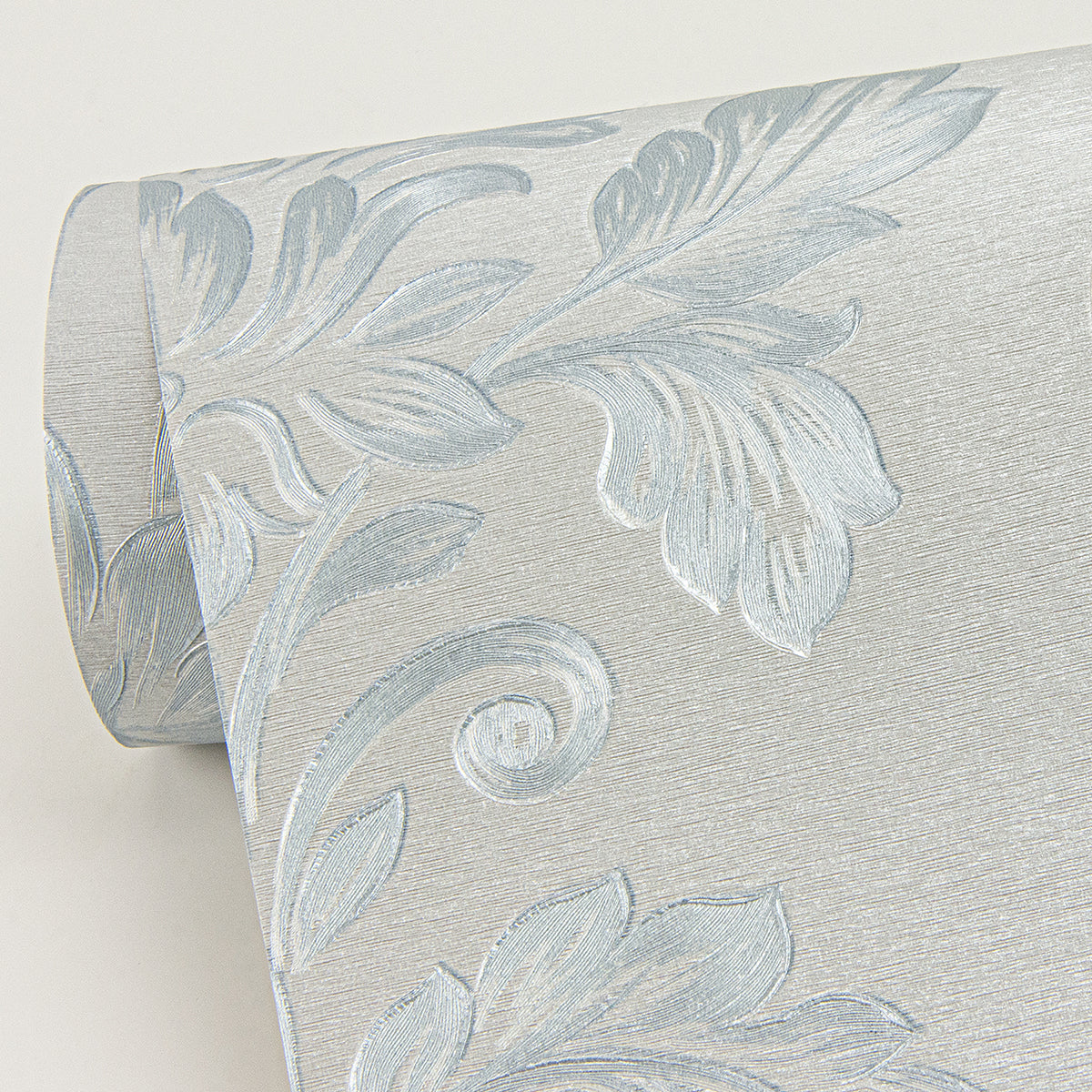 Antonella Light Blue Scroll Wallpaper  | Brewster Wallcovering - The WorkRm