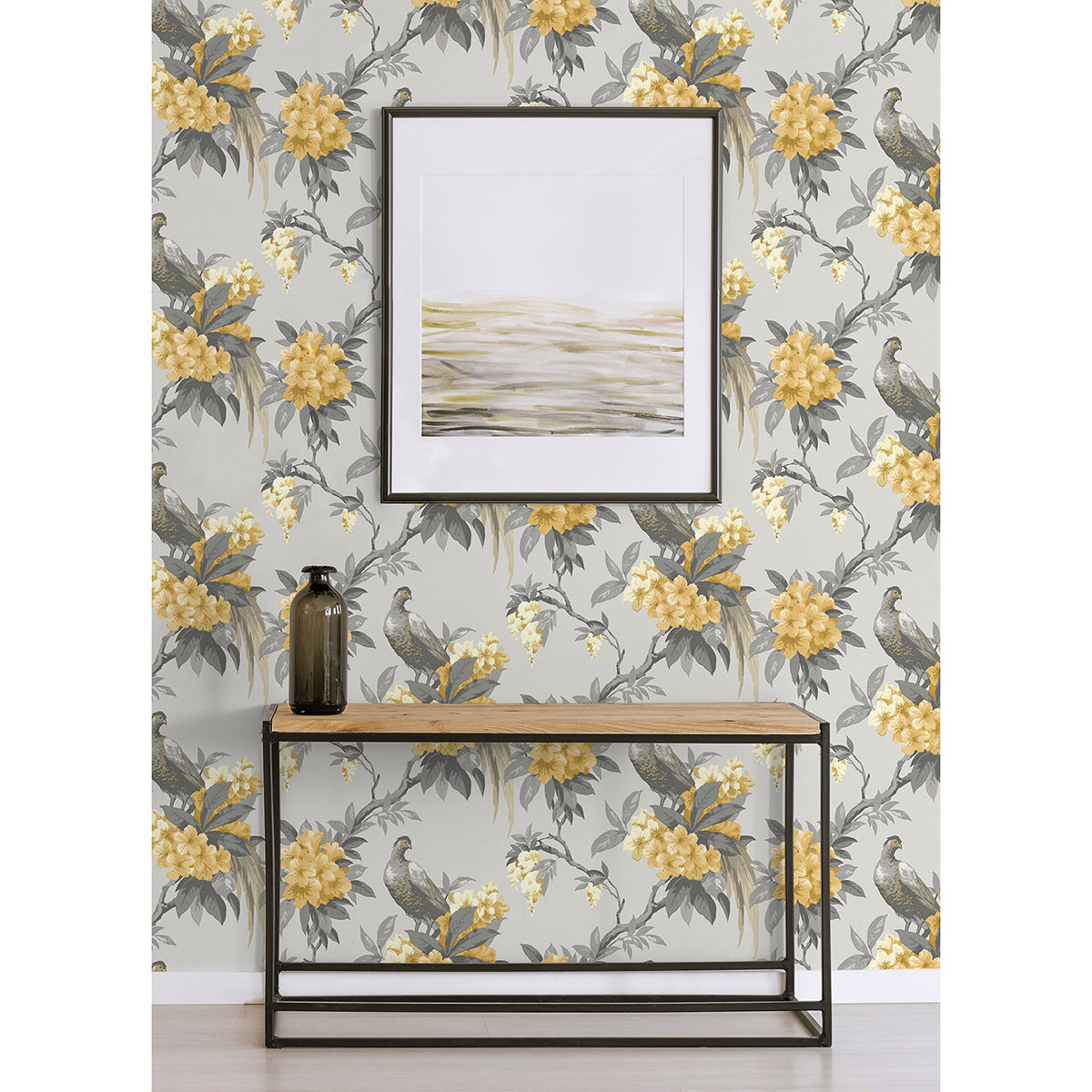 Golden Pheasant Grey Floral Wallpaper  | Brewster Wallcovering - The WorkRm