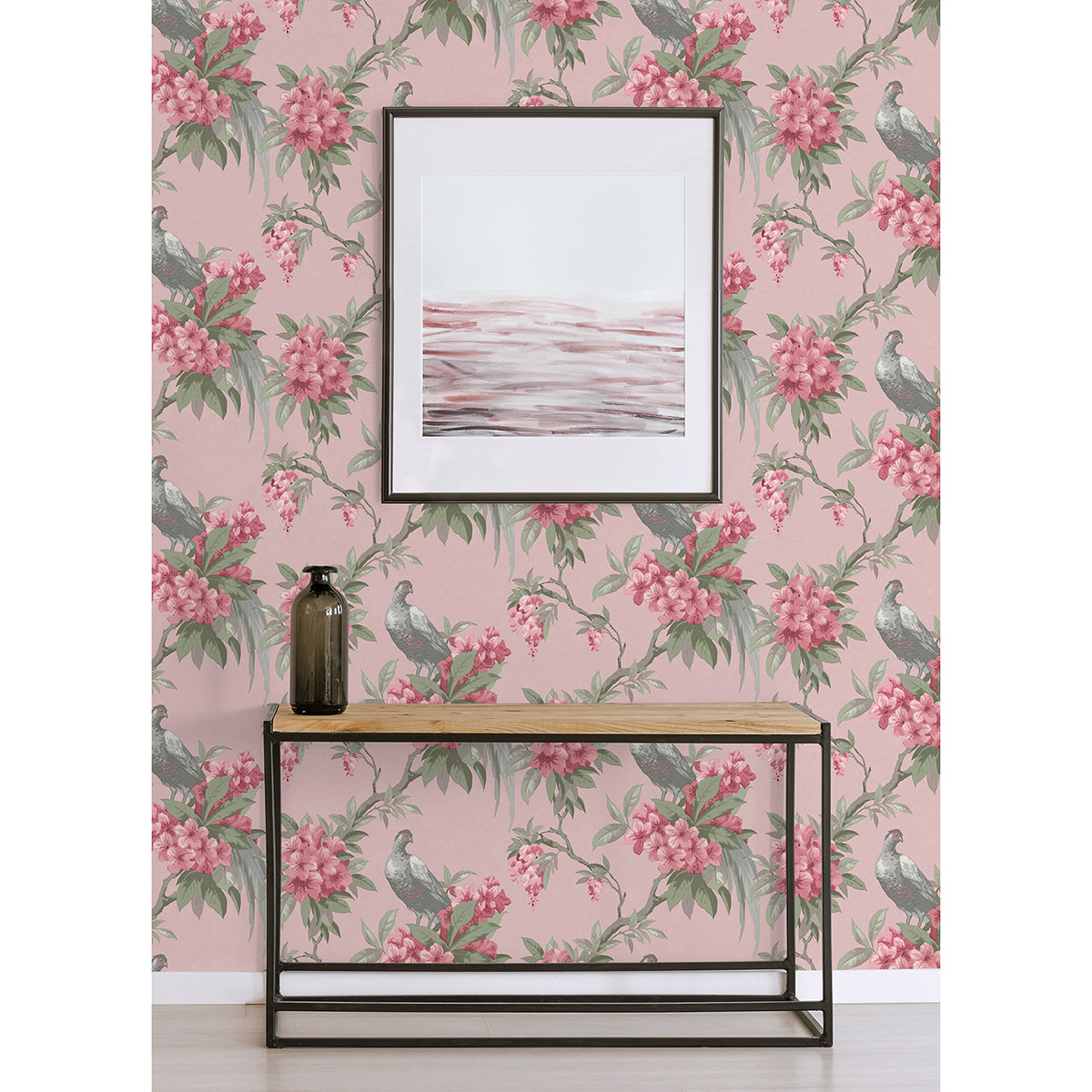 Golden Pheasant Pink Floral Wallpaper  | Brewster Wallcovering