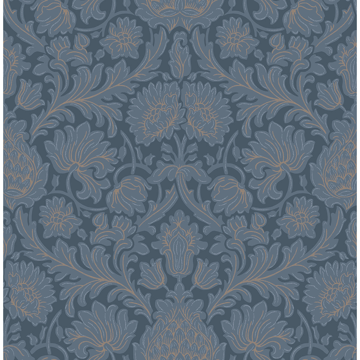 Picture of Bamburg Dark Blue Floral Wallpaper