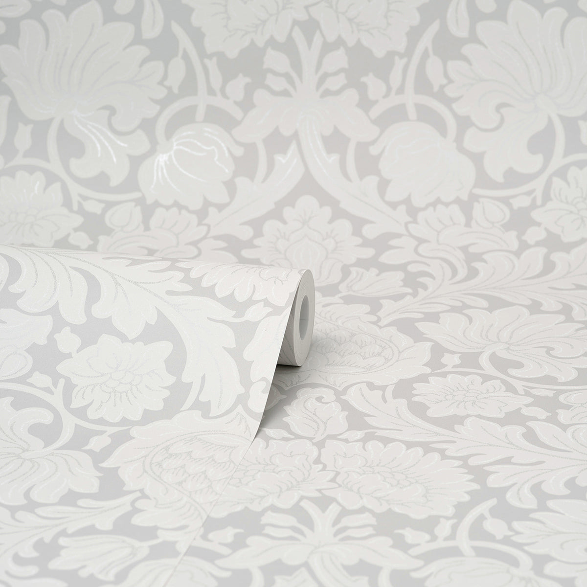 Bamburg Grey Floral Wallpaper - Brewster Wallcovering