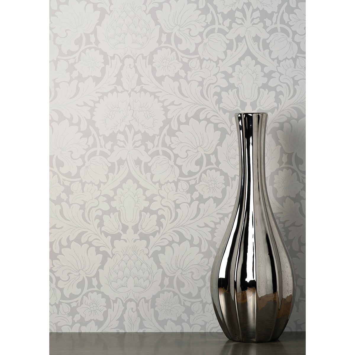 Bamburg Grey Floral Wallpaper - Brewster Wallcovering