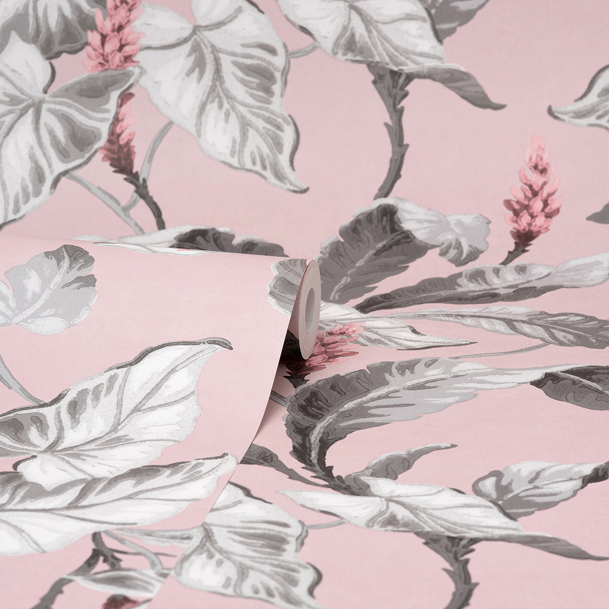 Meridian Parade Pink Tropical Leaves Wallpaper  | Brewster Wallcovering - The WorkRm