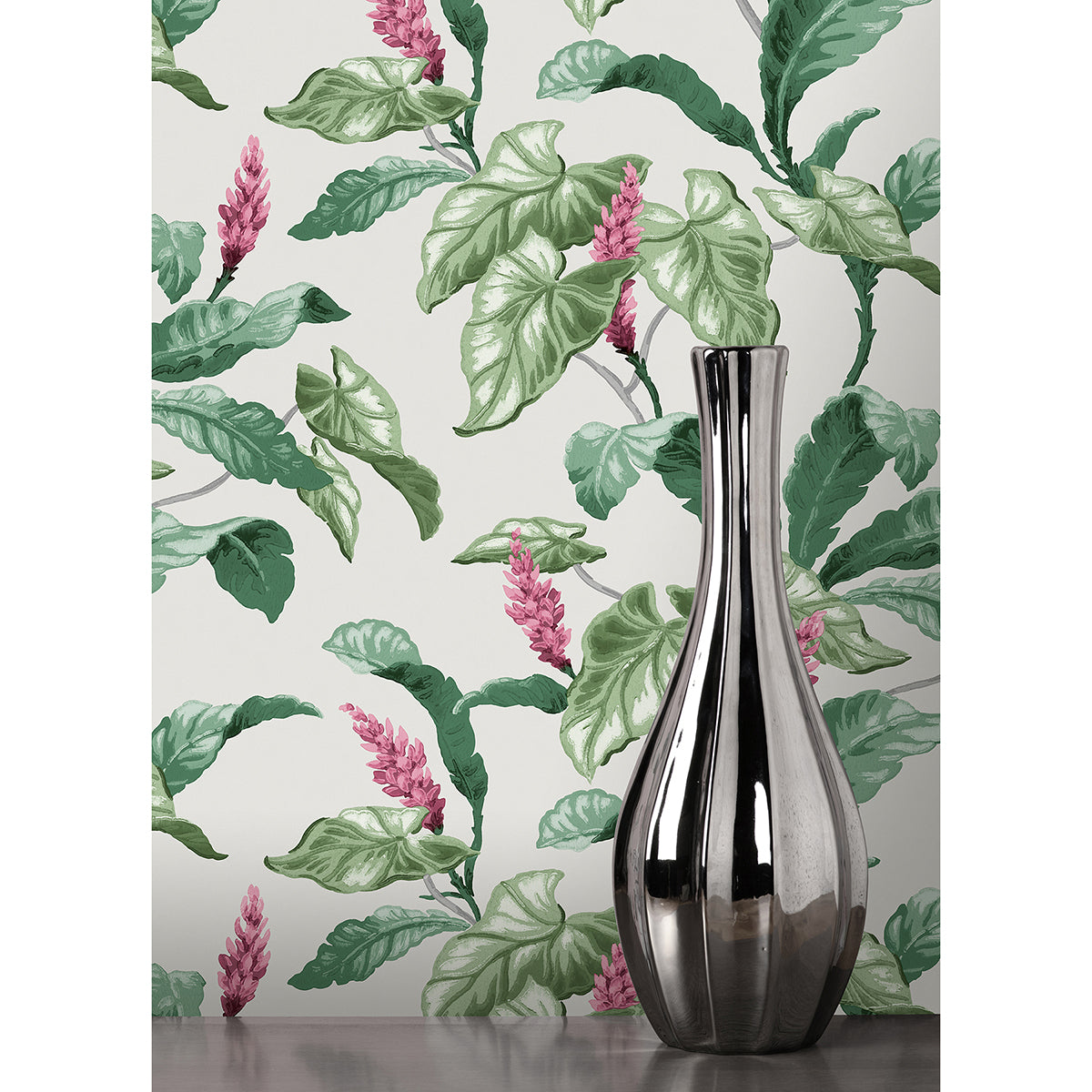 Meridian Parade Green Tropical Leaves Wallpaper - Brewster Wallcovering