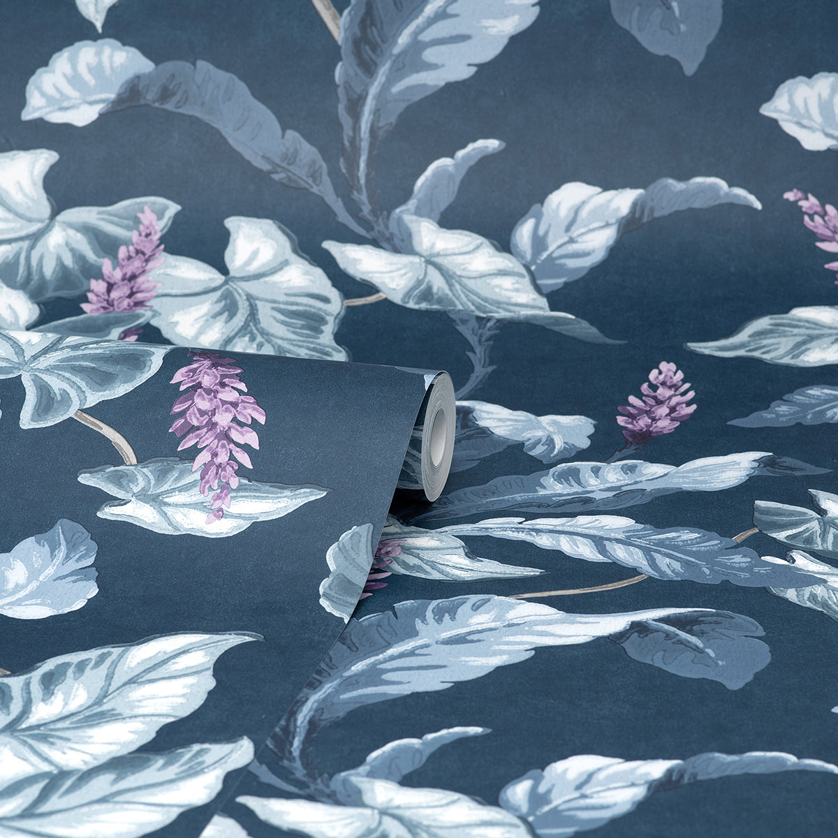 Meridian Parade Blue Tropical Leaves Wallpaper  | Brewster Wallcovering - The WorkRm