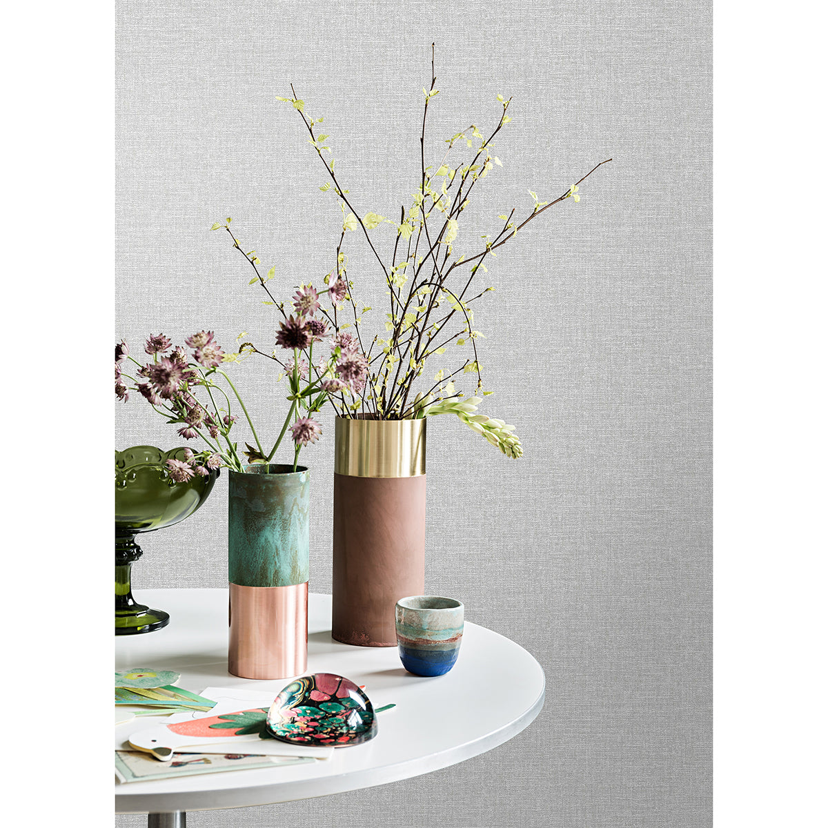 Glen Grey Linen Wallpaper - Brewster Wallcovering